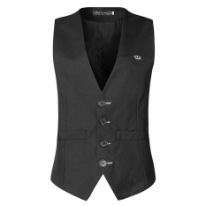 Giá Tốt Mens Black Single-breasted V Neck Slim Fit Casual Formal Vest – intl  Tại Five Star Store