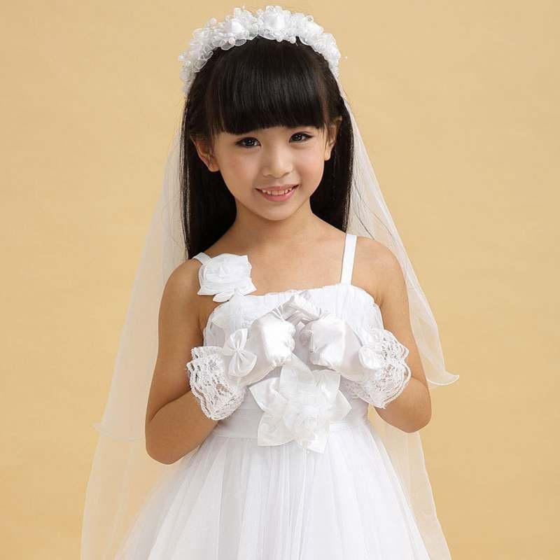 Moonar Girls Kids Gloves Children Princess Party Dress Bridesmaid Gloves 3-10Y-White - intl