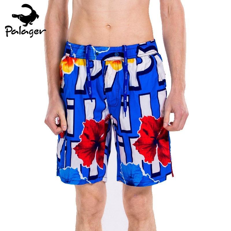 Nơi bán PALAGER Summer Men Fashion Letter Print Beach Pants Quick Drying Beach Board Shorts Sea Casual Swimwear - Blue - intl