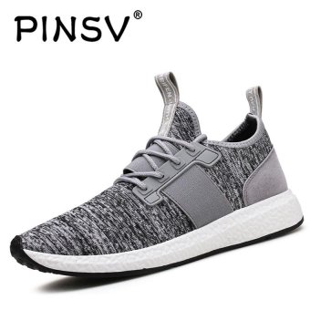 PINSV Men's Mesh Breathable Casual Fashion Sneakers (Grey) - intl  