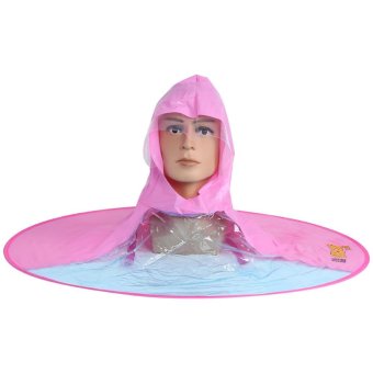 Portable Folding Kids Rain Cover Children Umbrella Hat Coat for Outdoor Activity (Pink M) - intl  