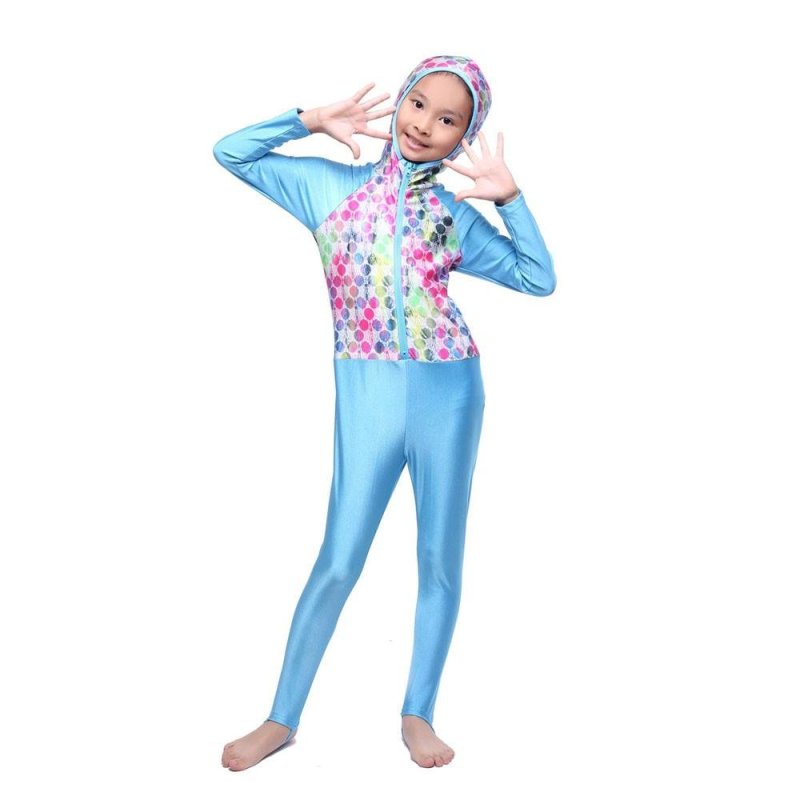 Nơi bán Printed Muslim Girls One-piece Swimwear Islamic Full Cover Quick Dry Floral Beachwear - intl