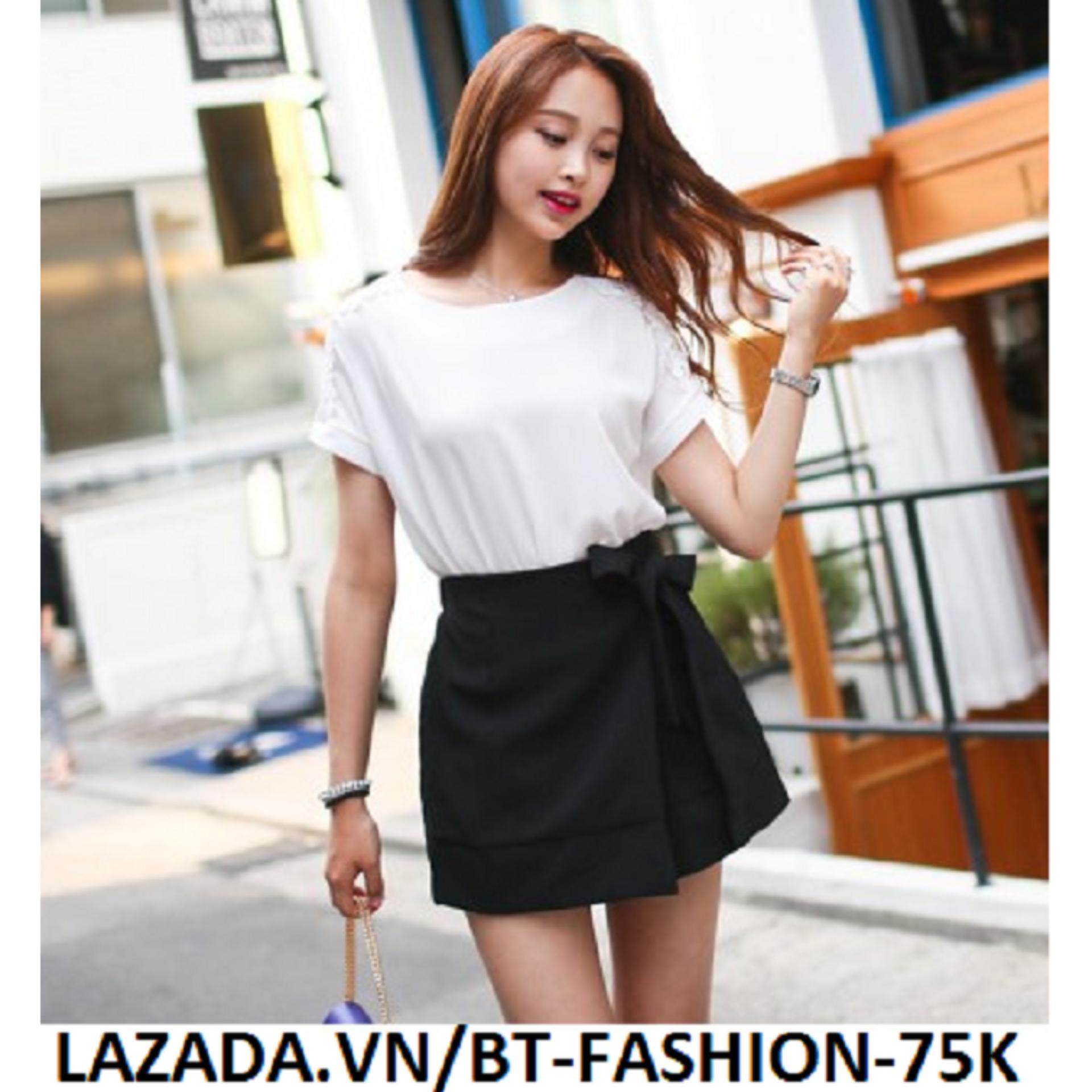 Quần Giả Váy Thắt Nơ Thời Trang Hàn Quốc - BT Fashion SO007 (Nơ -Đen)