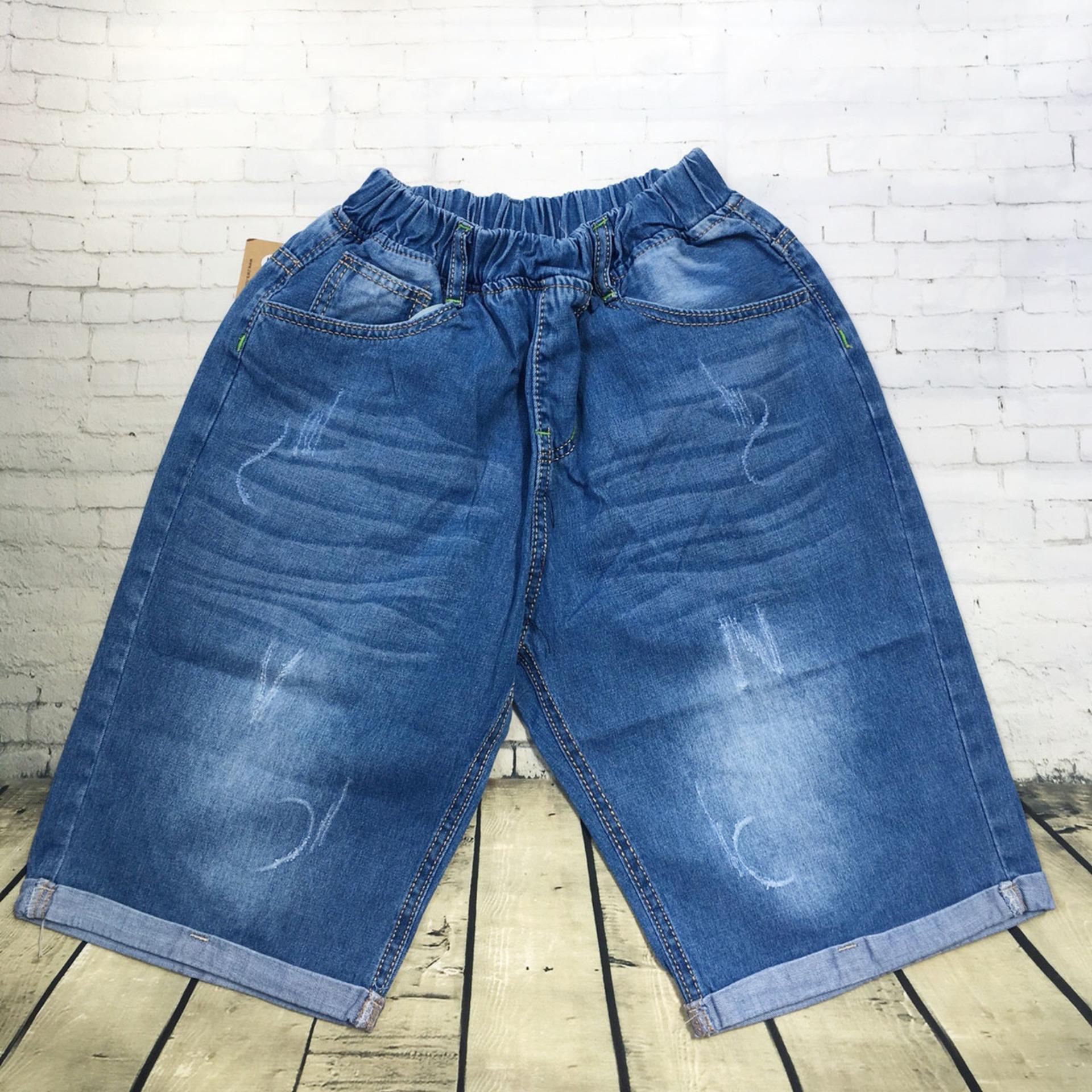Quần lửng jeans lật lai lưng thun size cồ từ 38kg đến 65kg - QT235