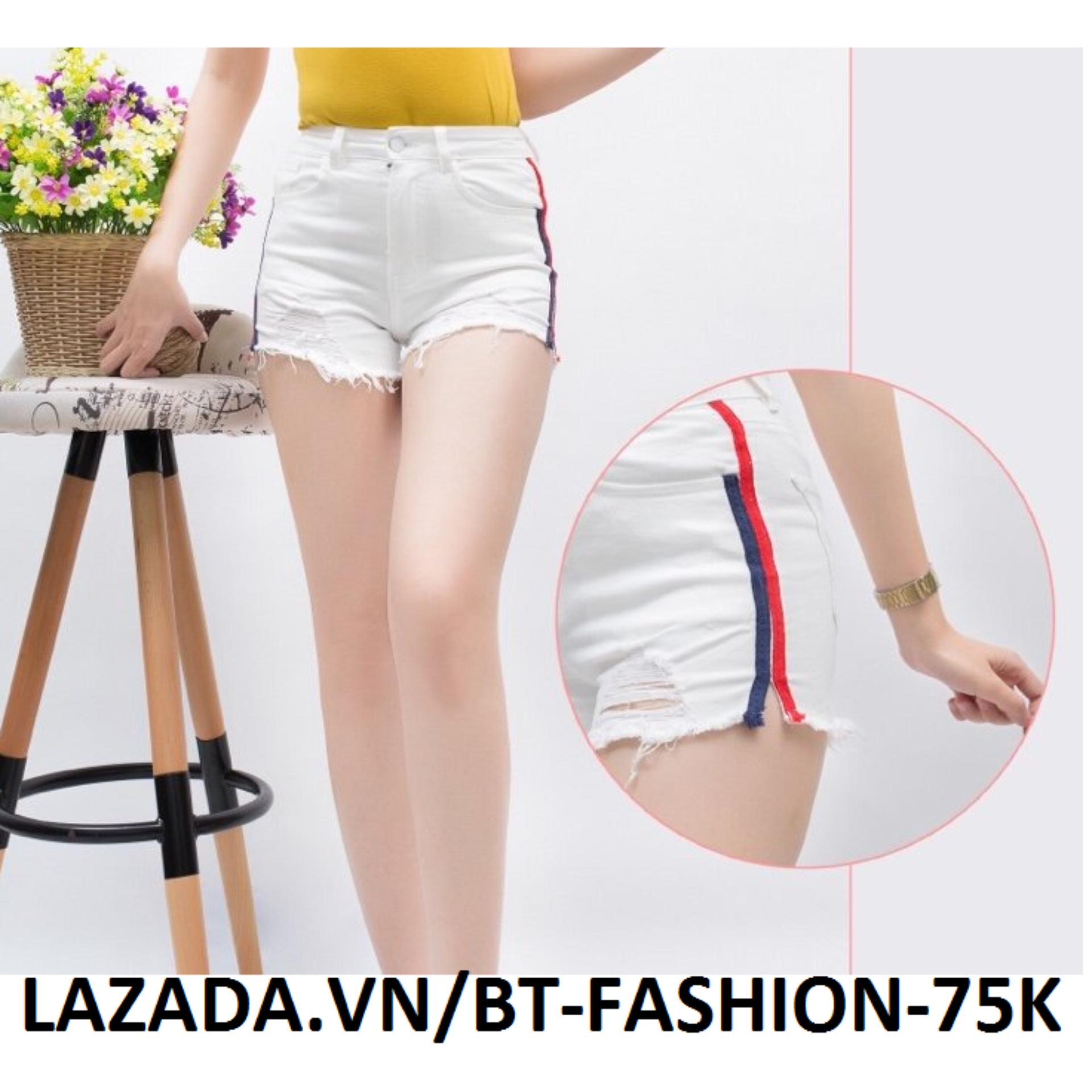 Quần Sọt Đùi (Short) Kaki Lưng Cao Phối Lưới - BT Fashion SO002D (Trắng)