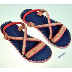 Sandal thổ cẩm nữ quai ngang (Xanh đen) TFW8532 #35