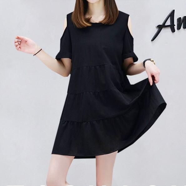 TB Korea Korean fashion large size A word dress Black - intl