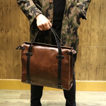 Tidog Korean handbag large capacity computer bag trend of crazy horse travel bag tote bag - intl  