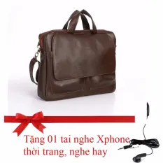 Túi đựng máy tính Thời trang Cao cấp HNM (Laptop Bag) GH8 (Màu Cà phê) (Tặng tai nghe Xphone Thời trang, nghe hay)