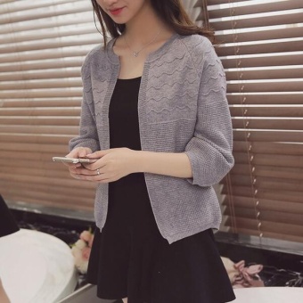 UR Korea Korean fashion loose short sweater cardigan Grey - intl  