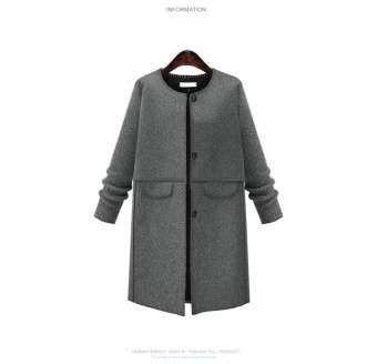 Women's 2017 new autumn and winter and the wind XL Womens MM fat thin wool coat - intl  