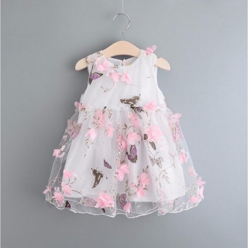 Nơi bán ZH Girl Butterfly petal yarn yarn Eugen Princess Dress Fashion Dress Dance Skirt Dress White - intl