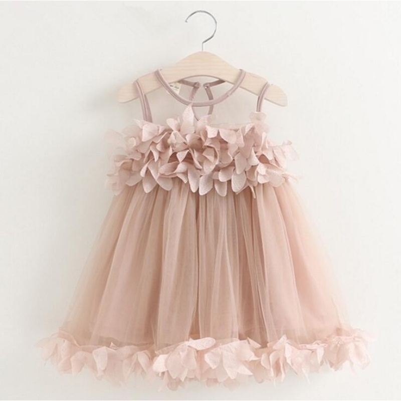 Nơi bán ZH Girl Fashion Sweet Lace Vest Dress Princess Dress Petal Dress Pink - intl