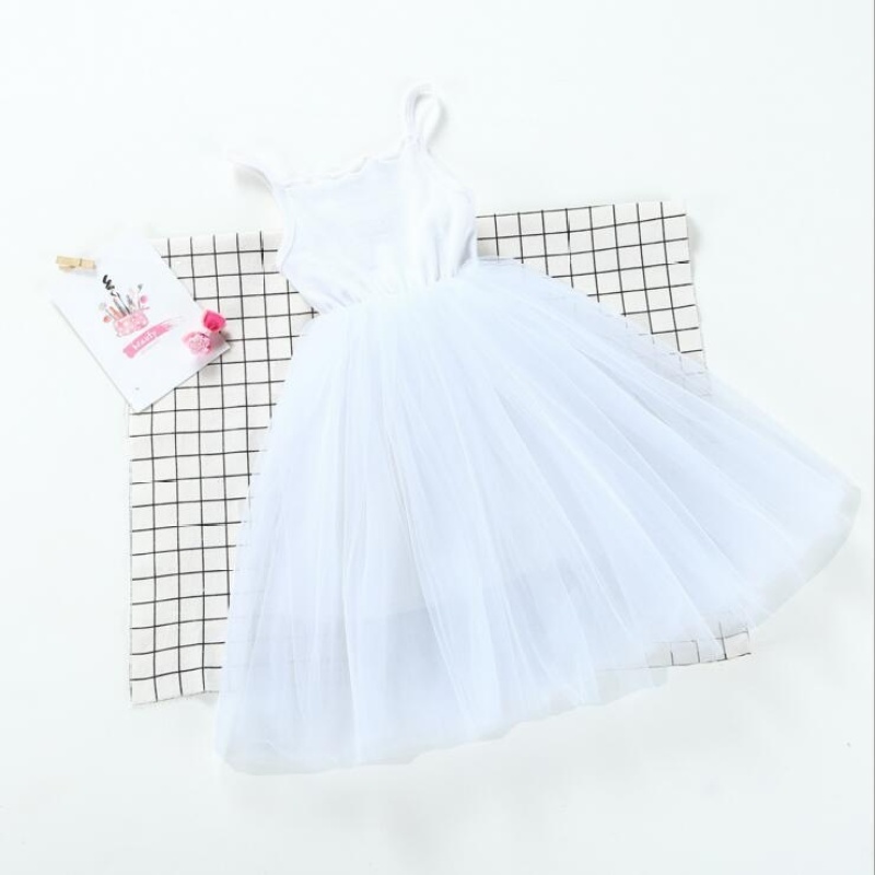 Nơi bán ZH Girls Princess Wind Dress Vest Dress Children's Soft Gauze Puff White - intl