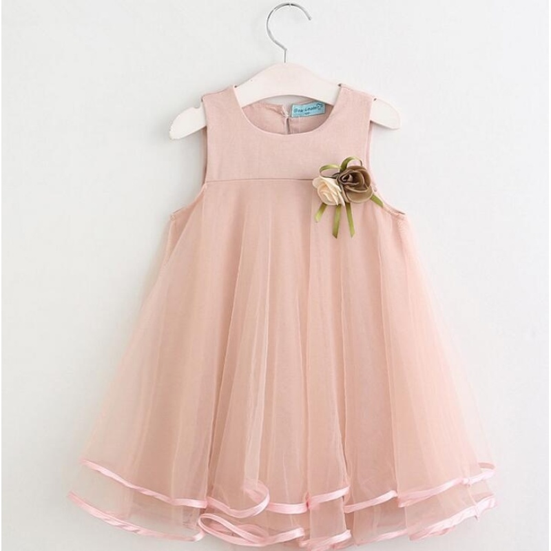 Nơi bán ZH Girls Skirt Dress Princess Dress Flower Lace Dress Pink - intl