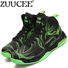 ZUUCEE Men Fashion Outdoor Sports Basketball Shoes Lovers Running High-top(black green)【Free Shipping】