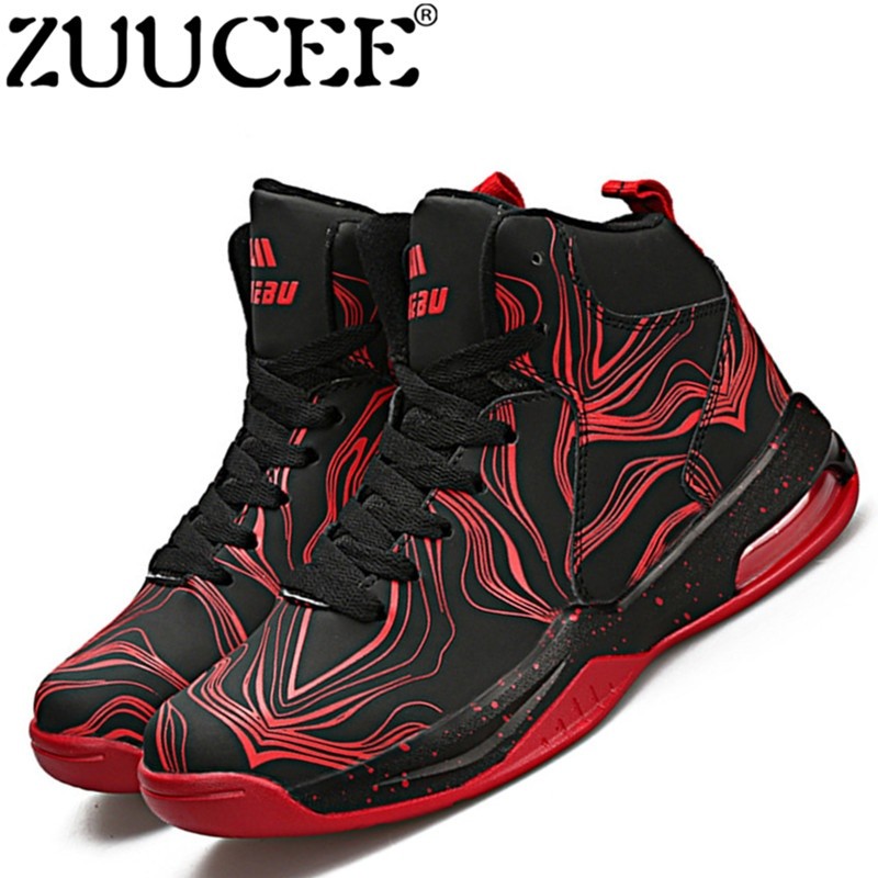 ZUUCEE Men Fashion Outdoor Sports Basketball Shoes Lovers Running High-top（red black）【Free Shipping】
