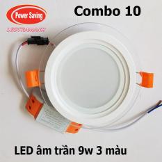 Combo 10 Đèn led âm trần 9w 3màu viền kính