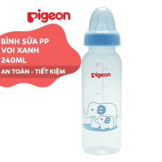Bình sữa cổ hẹp PP tiêu chuẩn Pigeon-Voi xanh 240ml (M)