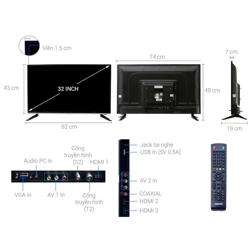[SẢN PHẨM MỚI] Tivi Led Asanzo 32 inch HD - Model 32T31 / 32AT120 AV HDMI VGA DVB-T2 DVB-C Âm...