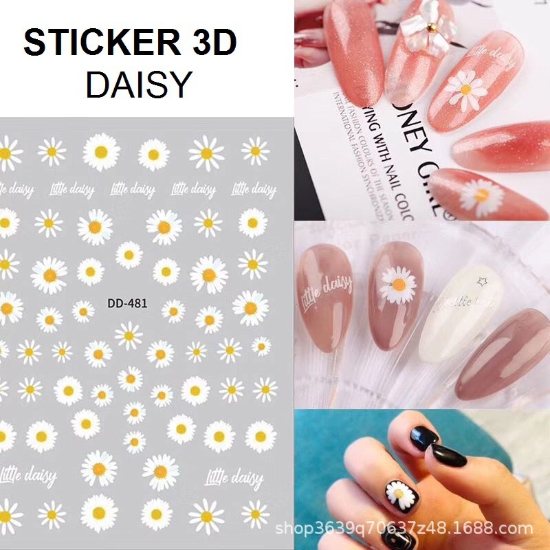 Sticker 3D - Hình dán móng daisy hoa cúc (COMBO 2 MIENG ) - ST096