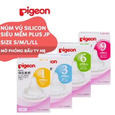 Núm vú silicone siêu mềm plus Nhật Bản (M) Pigeon (2 cái/hộp)