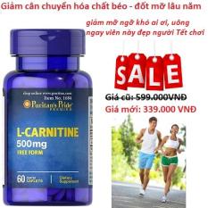 Viên uống hỗ trợ giảm cân không tác dụng phụ, giúp cơ thể săn gọn, hỗ trợ chức năng thận Puritan’s Pride L-Carnitine 500mg 60 viên HSD 03/2020