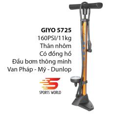 Bơm xe đạp,xe máy 160PSI/11KG GIYO-5725 thân nhôm có đồng hồ