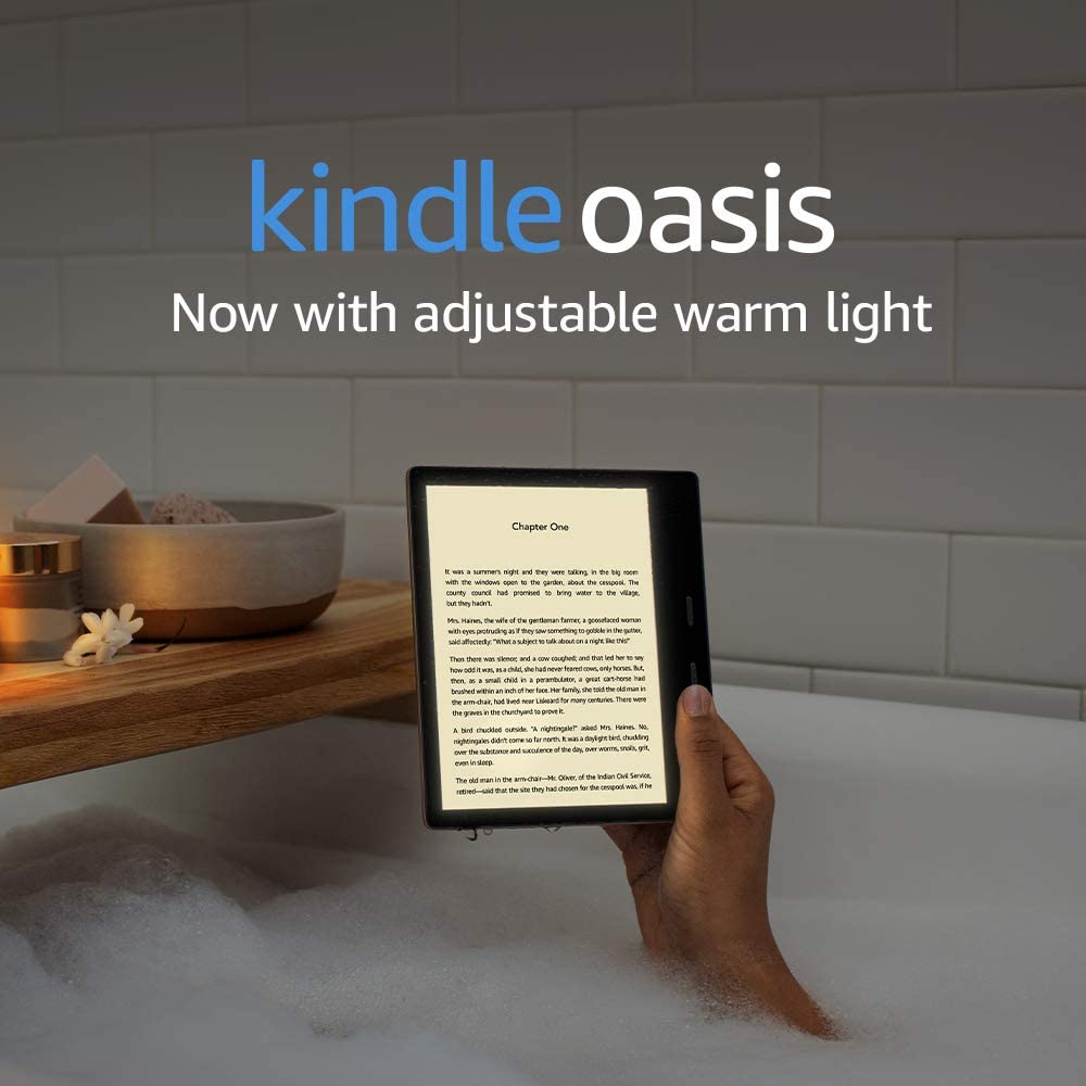 Máy đọc sách Kindle Oasis 3 (10th) màn hình eink, 7 inch 300PPI, 8Gb/32Gb, Darkmode, chống nước, Đèn nền vàng
