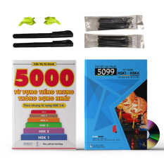 Combo 2 sách: Tập Viết Ma Thuật 5099 Từ Vựng HSK1- HSK6 (Kèm 20 ruột bút tự bay màu, 2 vỏ bút, 2 tỳ tay cao su) + 5000 từ vựng tiếng Trung thông dụng nhất + DVD quà tặng