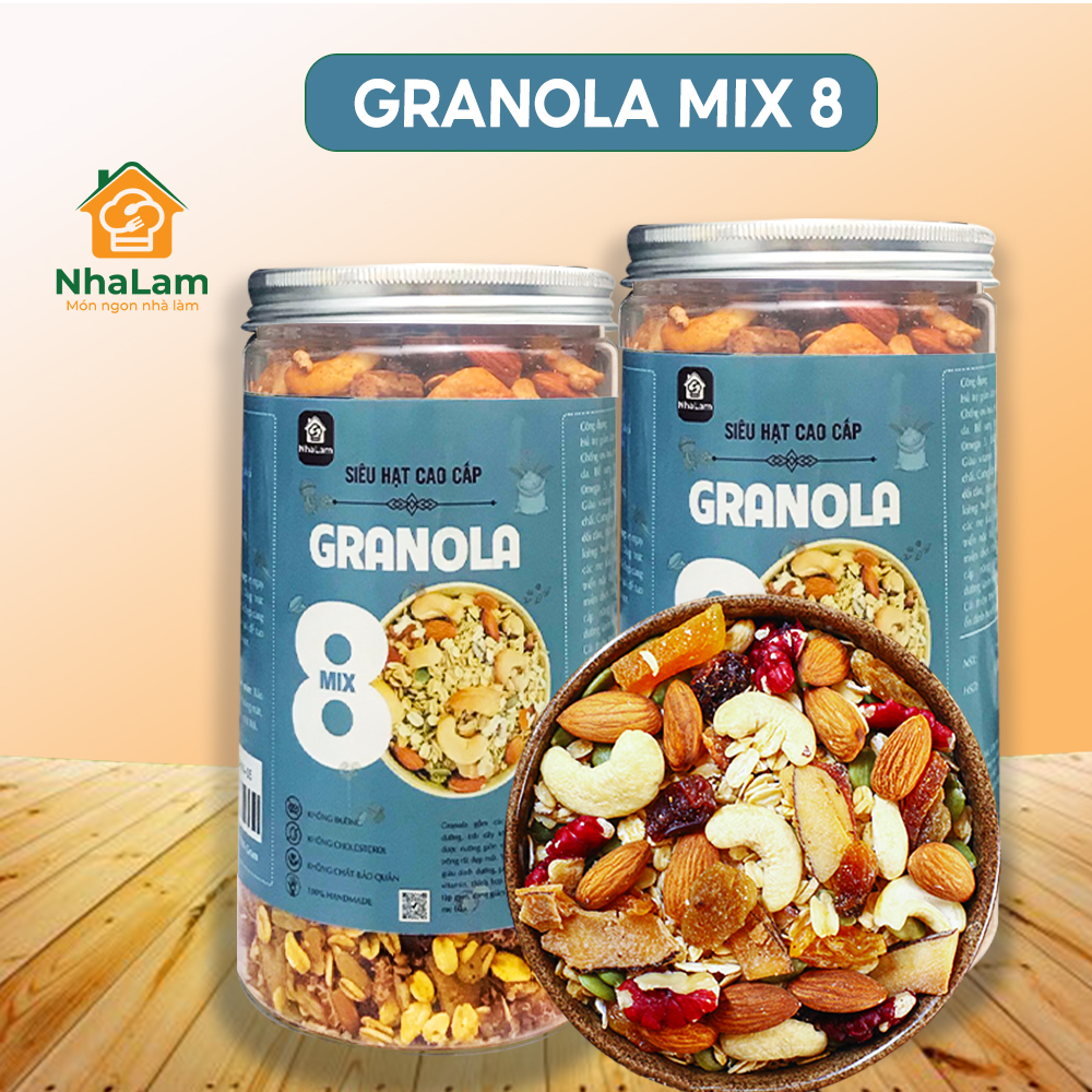 Granola Mix 8 Loại Hạt, Ngũ Cốc Giảm Cân Yến Mạch, Hạt Điều NHALAM FOOD - T1