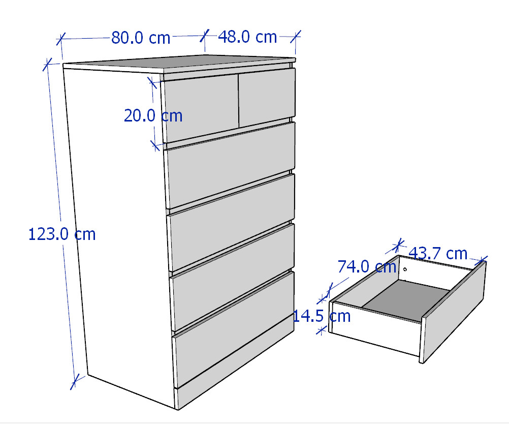 [Freeship Toàn quốc] MOLTENI, Tủ đựng đồ 5 tầng 6 ngăn kéo DRA_003, 80x48x123cm, sản xuất bởi Scandi Home