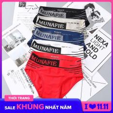 (Mẫu mới) Bộ 4 quần lót nam Munafie hàng dệt kim cao cấp (Có túi zip) – Quần sịp tam giác- WS23