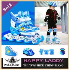 Giày trượt Patin thể thao tăng cường vận động, giải trí cho trẻ em HM089 bánh xe phát sáng tặng kèm bộ đồ bảo hộ 7 món