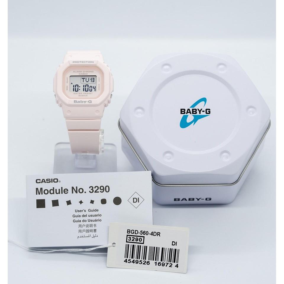 Đồng Hồ Nữ Casio Baby G BGD-560-4DR Dây Nhựa Màu Hồng - Mặt vuông Cá Tính