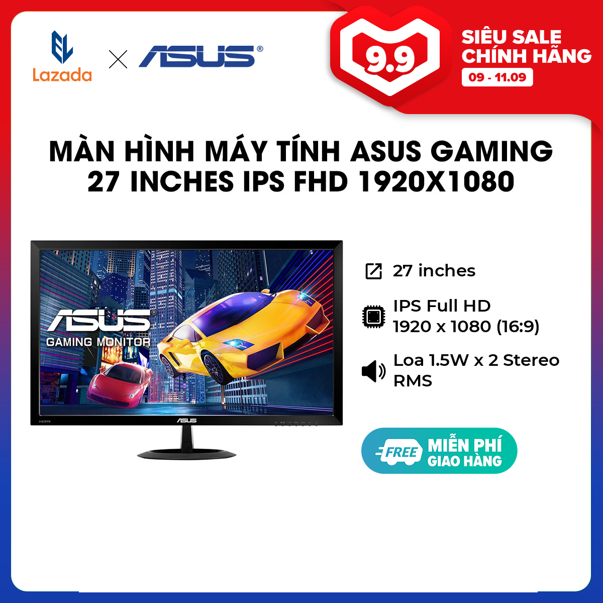 [HÀNG CHÍNH HÃNG] Màn hình máy tính ASUS Gaming 27 inches IPS FHD (1920×1080) 75Hz 1ms l Low Blue Light l Flicker Free l Loa 1.5W x 2 Stereo RMS