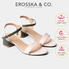 Giày sandal cao gót Erosska mũi tròn phối dây nhiều màu tinh tế cao 3cm EB019 (GE)