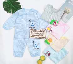 Bộ quần áo dài tay NouBaby (mẫu kẻ ) mềm mại, thấm hút mồ hôi cho bé sơ sinh từ 0 tháng đến 14 tháng