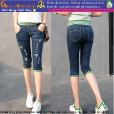 Quần lửng nữ eo thun quần jean nữ lưng thun Xanh đen GLQ117 Cuocsongvang