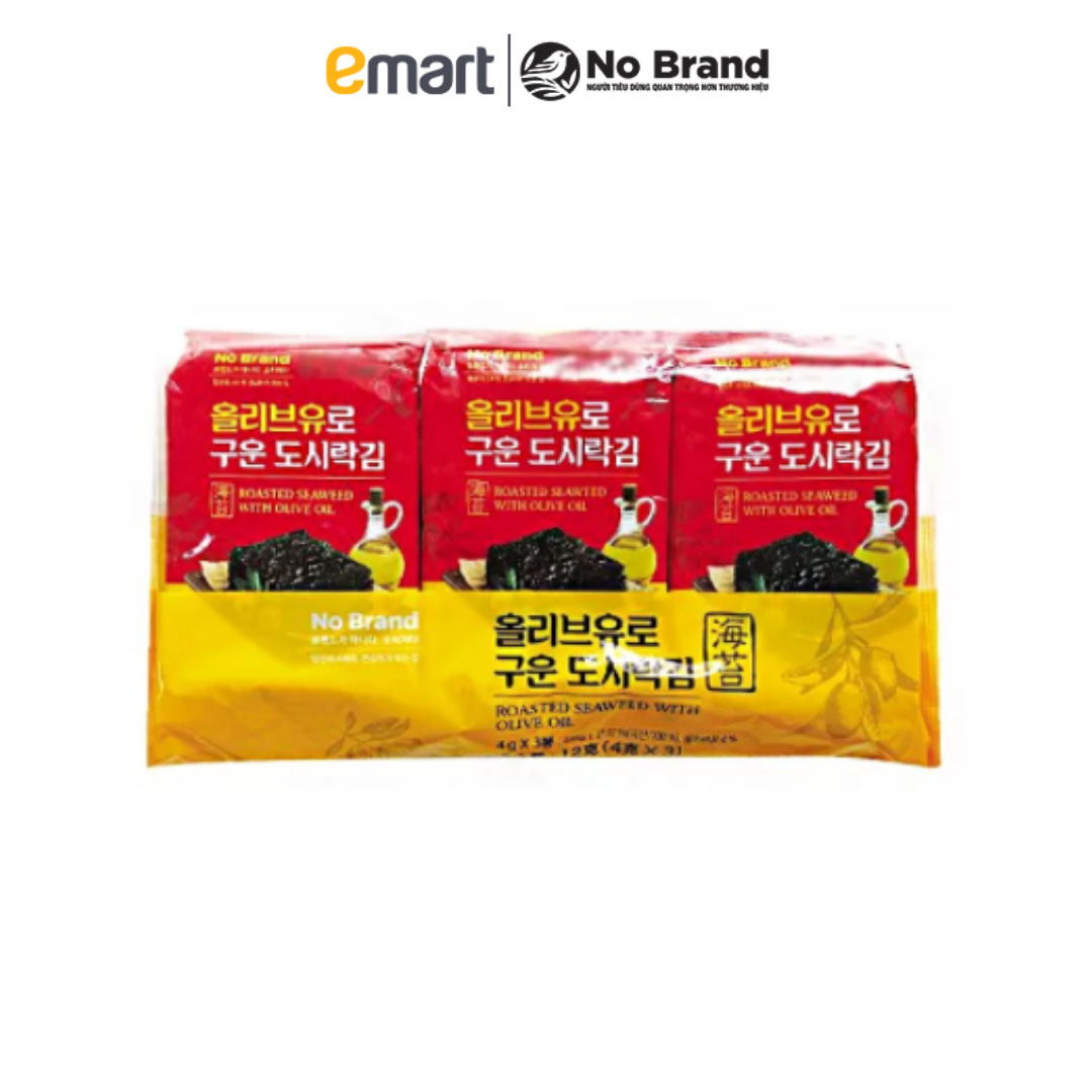 Lô 3 Rong Biển No Brand Tẩm Dầu Ôliu Gói 4g/ gói - Emart VN