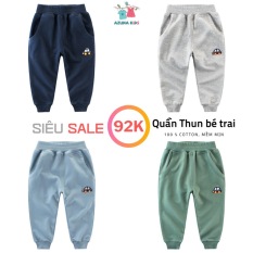 Quần thun bé trai 27KIDS quần dài cho trẻ họa tiết ô tô chất cotton hàng xuất khẩu