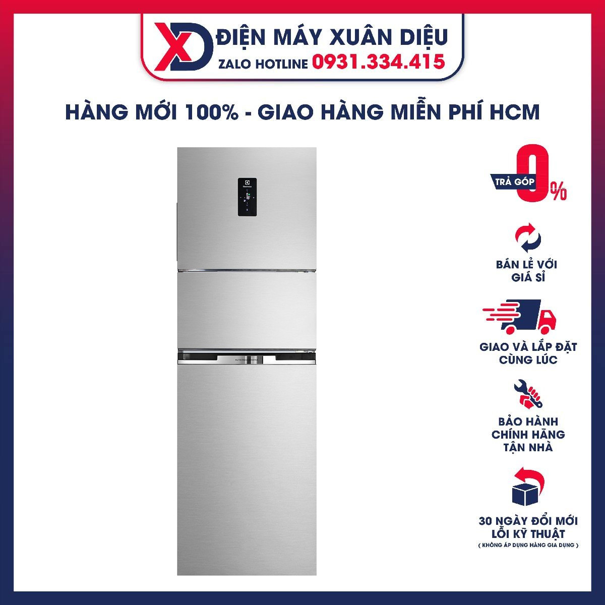 [Trả góp 0%]Tủ lạnh Electrolux Inverter 340 lít EME3700H-A – Miễn phí vận chuyển HCM