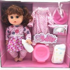 Búp Bê Em Bé Đáng Yêu Biết Cười ,Nói , Hát Tặng Phụ Kiện Kèm Theo (Tóc Xoăn)