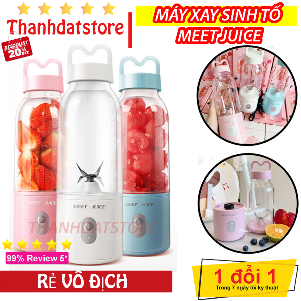 Máy Xay Sinh Tố Cầm Tay Đa Năng Meet Juice – Xay Cực Nhanh 9s – Thiết Kế Sang Trọng An Toàn