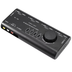 Audio and Video Switcher Four-In, One-Out, Two-Way Composite Video AV Switcher 4-Way Auto Audio Video AV RCA Switcher