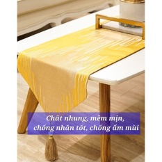 Tấm Lót Bàn Vải Nhung Mềm Mịn Table Runner Moony Cao Cấp Đuôi Nhọn Sang Trọng