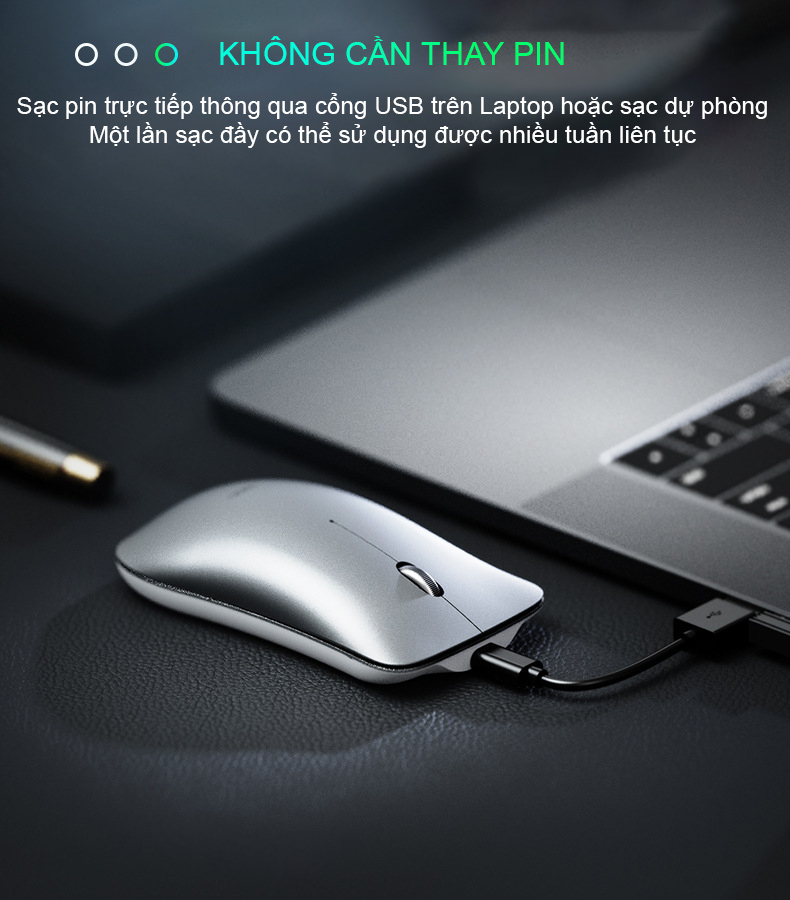 Chuột không dây Inphic PM9 có thể sạc lại dùng cho máy tính xách tay Macbook PC - Chính hãng