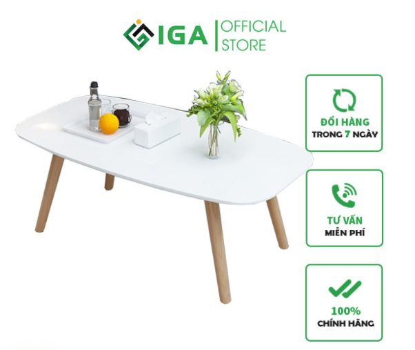 Bàn Trà SOFA, Bàn trà Hình Chữ Nhật Đa Năng CHÂN GỖ SỒI Thương hiệu IGEA - GP101