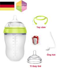 Bình sữa M – Castle 250ml nhập khẩu từ Đức (xanh), chống sặc, đầy hơi cho bé + Tặng kèm Ti, tay cầm, ống hút