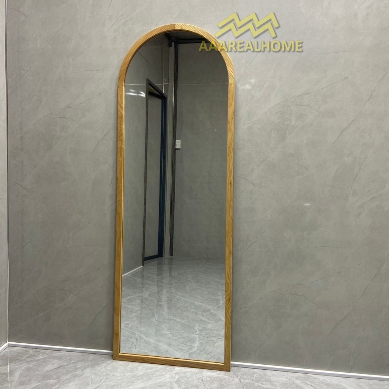 70x180cm Gương soi toàn thân khung gỗ AAArealhome BKGT Gương toàn thân bo góc khung gỗ